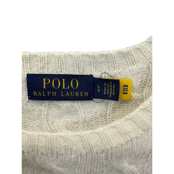 Lauren Ralph Lauren Sweater Womens Large Cream Wool Cashmere Blend Slim Fit - Picture 9 of 15